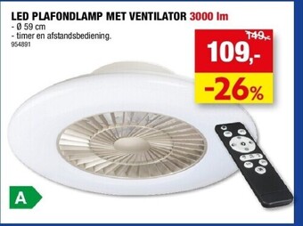 Hubo Led plafondlamp met ventilator 3000 lm aanbieding