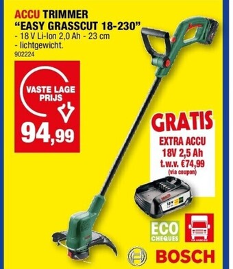 Hubo Accu trimmer “easy grasscut 18-230” aanbieding