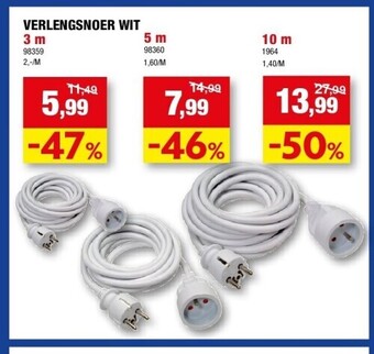 Hubo Verlengsnoer wit 3 m aanbieding