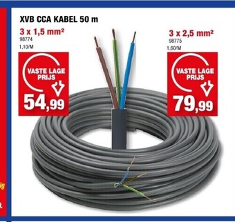 Hubo Xvb cca kabel 50 m 3 x 1,5 mm2 aanbieding