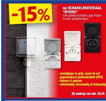 Hubo Op schakelmateriaal “hydro” aanbieding