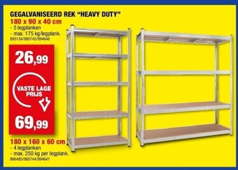 Hubo Gegalvaniseerd rek “heavy duty” 180 x 90 x 40 cm aanbieding