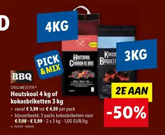Lidl BBQ GRILLMEISTER Houtskool 4 kg 2e aan aanbieding