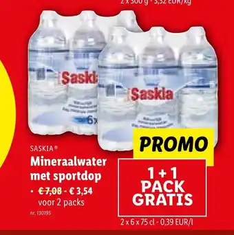 Lidl SASKIA Mineraalwater met sportdop aanbieding