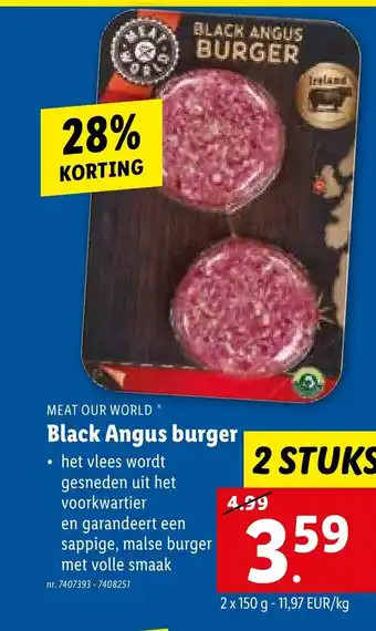 Lidl MEAT OUR WORLD Black Angus Black Angus burger aanbieding