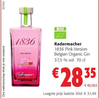 Colruyt Radermacher 1836 Pink Version Belgian Organic Gin 37,5% vol 70 cl aanbieding