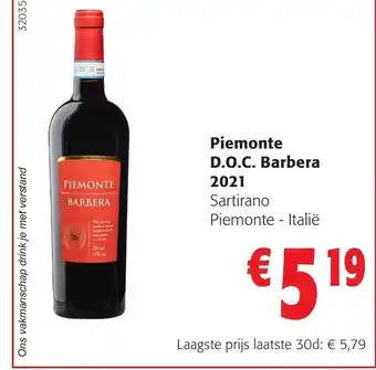 Colruyt Piemonte D.O.C. Barbera 2021 Sartirano Piemonte - Italië aanbieding