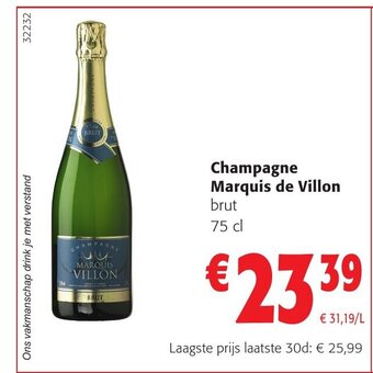 Colruyt Champagne Marquis de Villon brut 75 cl aanbieding