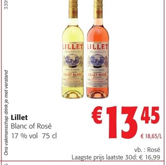 Colruyt Lillet Blanc of Rosé 17 % vol 75 cl aanbieding