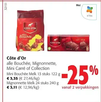 Colruyt Côte d'Or alle Mini Bouchée Melk 13 stuks 122 g aanbieding