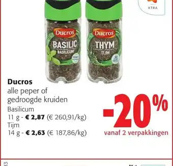 Colruyt Ducros alle peper of gedroogde kruiden Basilicum 11g aanbieding