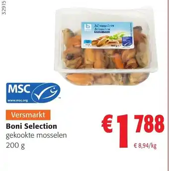 Colruyt Boni Selection gekookte mosselen 200g aanbieding