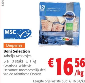 Colruyt Boni Selection kabeljauwhaasjes 5 à 10 stuks + 1 kg aanbieding