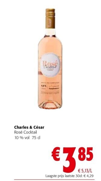 Colruyt Charles & césar rosé cocktail 10 % vol 75 cl aanbieding