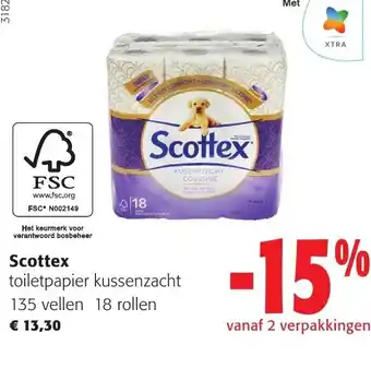 Colruyt Scottex toiletpapier kussenzacht 135 vellen 18 rollen aanbieding