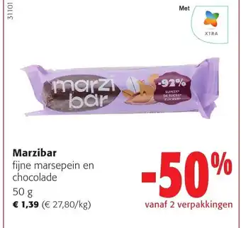 Colruyt Marzibar fijne marsepein en chocolade 50g aanbieding