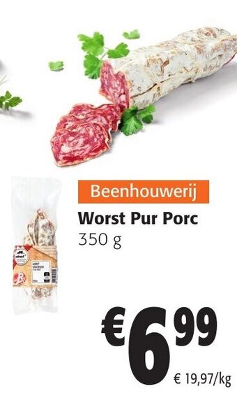 Colruyt Worst Pur Porc 350 g aanbieding