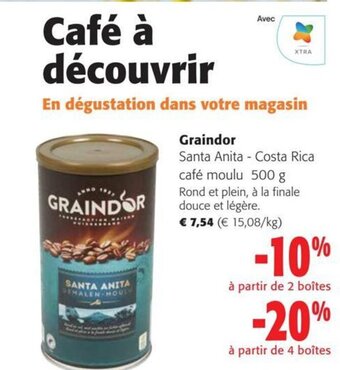 Colruyt GRAINDOR Santa Anita - Costa Rica café moulu 500 g aanbieding