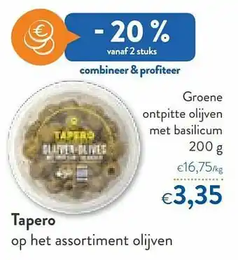 OKay Tapero groene ontpitte olijven met basilicum aanbieding