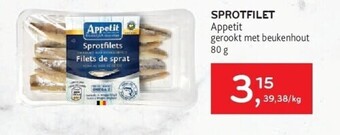 Alvo Sprotfilet appetit gerookt met beukenhout 80 g aanbieding