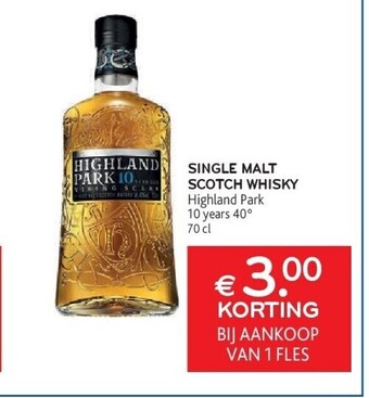 Single malt scotch whisky highland park 10 years 40° 70 cl