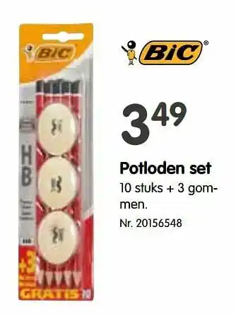 Fun Potloden set 10 stuks + 3 gommen aanbieding
