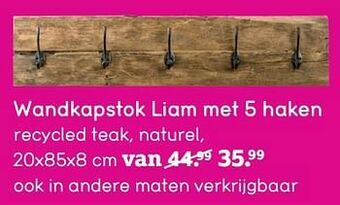 Leen Bakker Wandkapstok liam met 5 haken aanbieding