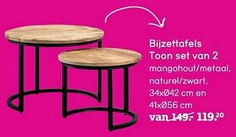Leen Bakker Bijzettafels toon set van 2 aanbieding
