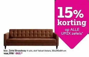 Leen Bakker Zetel broadway 4-zits aanbieding
