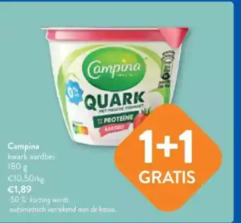 OKay Campina kwark aardbei 180 g aanbieding