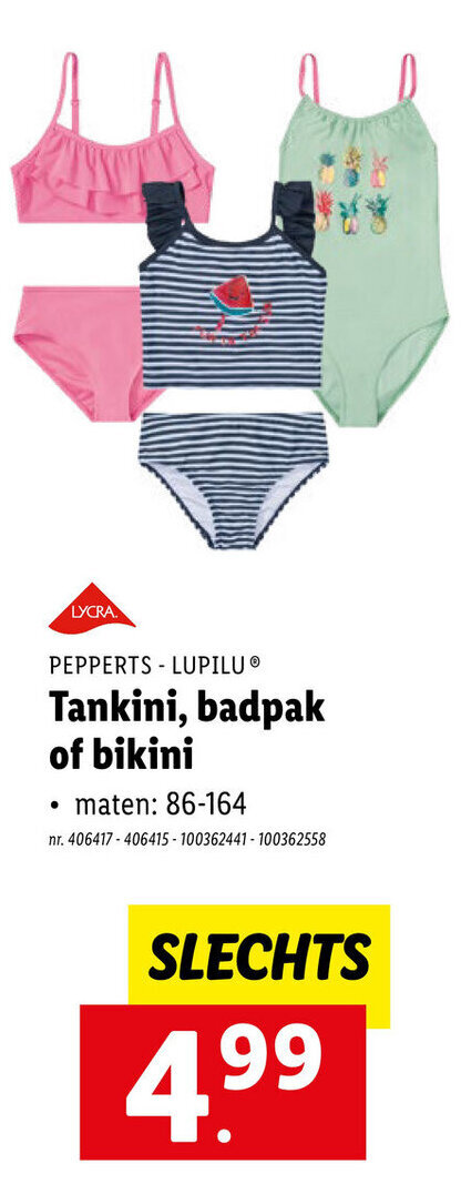 Lidl PEPPERTS LUPILUⓇ Tankini, badpak of bikini • maten: 86-164 aanbieding