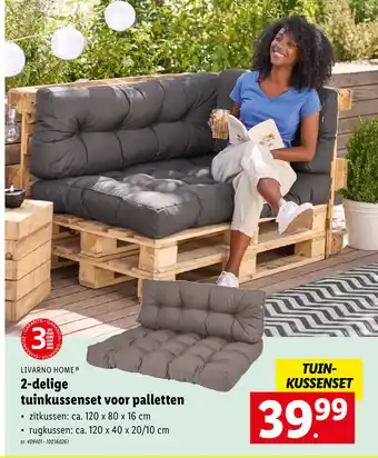Lidl LIVARNO HOMEⓇ 2-delige tuinkussenset voor palletten aanbieding