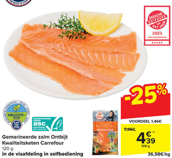 Carrefour Gemarineerde zalm Ontbijt Kwaliteitsketen Carrefour 120g aanbieding