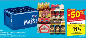 Carrefour Bier Grimbergen, Hapkin, Desperados, Maes en Cristal 2 x (6 x 33cl) aanbieding