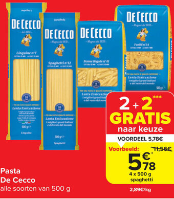 Carrefour Market De Cecco Pasta 4 X 500G aanbieding