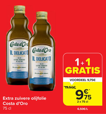 Carrefour Market Costa d'Oro Extra zuivere olijfolie 2 x 75cl aanbieding