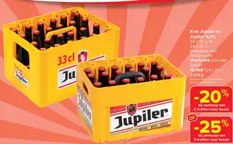 Carrefour Market Krat Jupiler en Jupiler 0,0% 24 x 25 cl of 24 x 33 cl aanbieding