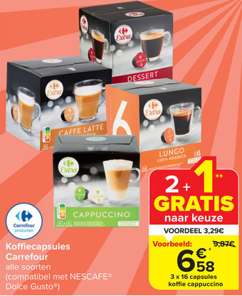 Carrefour Market Koffiecapsules Carrefour 3 x 16 capsules aanbieding