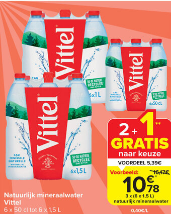 Carrefour Market Vittel® Natuurlijk mineraalwater 3 x (6 x 1.5L) aanbieding