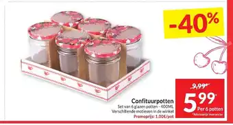 Intermarché Confituurpotten Set van 6 glazen potten - 400ML aanbieding
