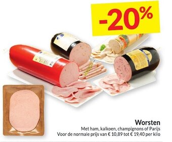 Intermarché Worsten Met ham, kalkoen, champignons of Parijs aanbieding