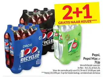 Intermarché Pepsi, Pepsi Max of 7Up Verschillende soorten In fles - 4x1,5L of 6x1,5L aanbieding