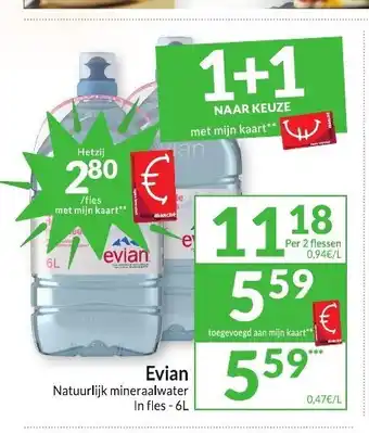 Intermarché Evian Natuurlijk mineraalwater In fles - 6L aanbieding