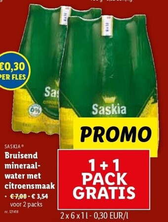 Lidl Bruisend mineraalwater met citroensmaak aanbieding