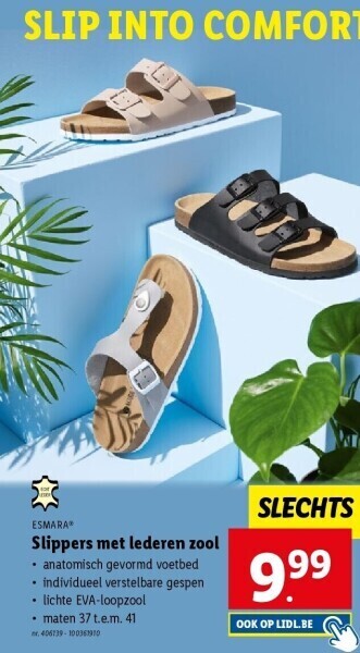 Lidl Slippers met lederen zool aanbieding