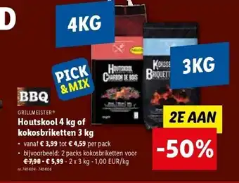 Lidl Houtskool 4 kg of kokosbriketten 3 kg aanbieding