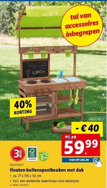 Lidl Houten buitenspeelkeuken met dak aanbieding