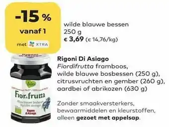 Bio Planet Rigoni di asiago wilde blauwe bessen aanbieding
