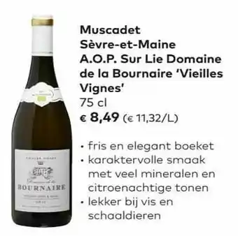 Muscadet sèvre-et-maine a.o.p. sur lie domaine de la bournaire vieilles vignes