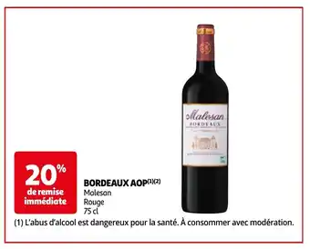 Auchan BORDEAUX AOP Malesan Rouge 75 cl aanbieding